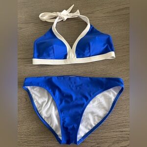 Boden Cobalt Blue and White Classic Bikini Set